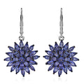 Dahlia Floral Lever Back Earrings in Platinum Over Sterling Silver - Sticky add to cart bar