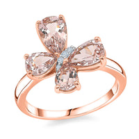Premium Pink Morganite and White Zircon 1.90 ctw Ring in 18K Vermeil Rose Gold Over Sterling Silver (Size 6.0)