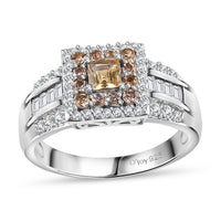 Premium Imperial Topaz and White Topaz Ring in Platinum Over Sterling Silver (Size 10.0) 1.60 ctw