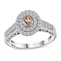 Imperial Topaz and Moissanite Ring in Platinum Over Sterling Silver (Size 10.0) 1.00 ctw - Sticky add to cart bar