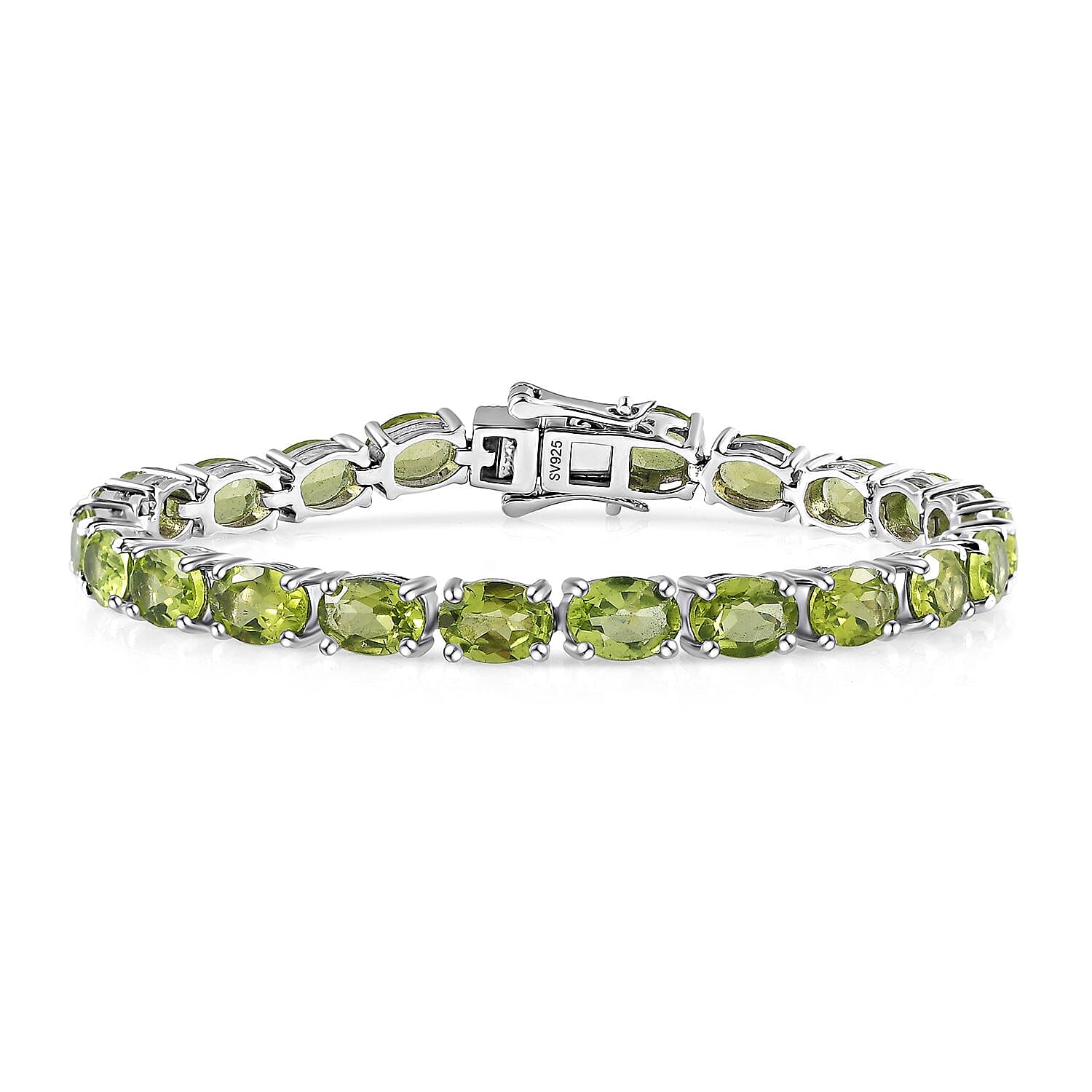 Peridot Tennis Bracelet in Platinum Over Sterling Silver (6.50 In) (Del. in 10-12 Days) 15.85 ctw