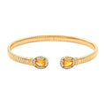 Italian Citrine, Simulated Diamond Bangle Bracelet in 14K YG Over Sterling Silver (6.50 In) 2.40 ctw - Sticky add to cart bar
