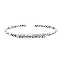 Italian Simulated Diamond Bangle Bracelet in Sterling Silver (6.50 In) 0.75 ctw