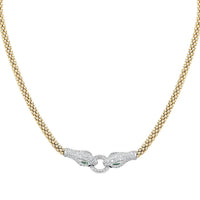 Italian Simulated Green and White Diamond Necklace 17 Inches in 14K Yellow Gold Over and Sterling Silver 3.35 ctw