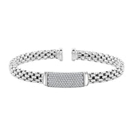 Italian Simulated Diamond Bangle Bracelet in Sterling Silver (6.50 In) 2.60 ctw