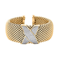 Italian Simulated Diamond Bangle Bracelet in 14K Yellow Gold Over Sterling Silver (7.0 In) 5.35 ctw