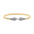 Italian Simulated Green, White and Black Diamond Bangle Bracelet in 14K Yellow Gold Over and Sterling Silver (6.25 In) 2.40 ctw - Sticky add to cart bar