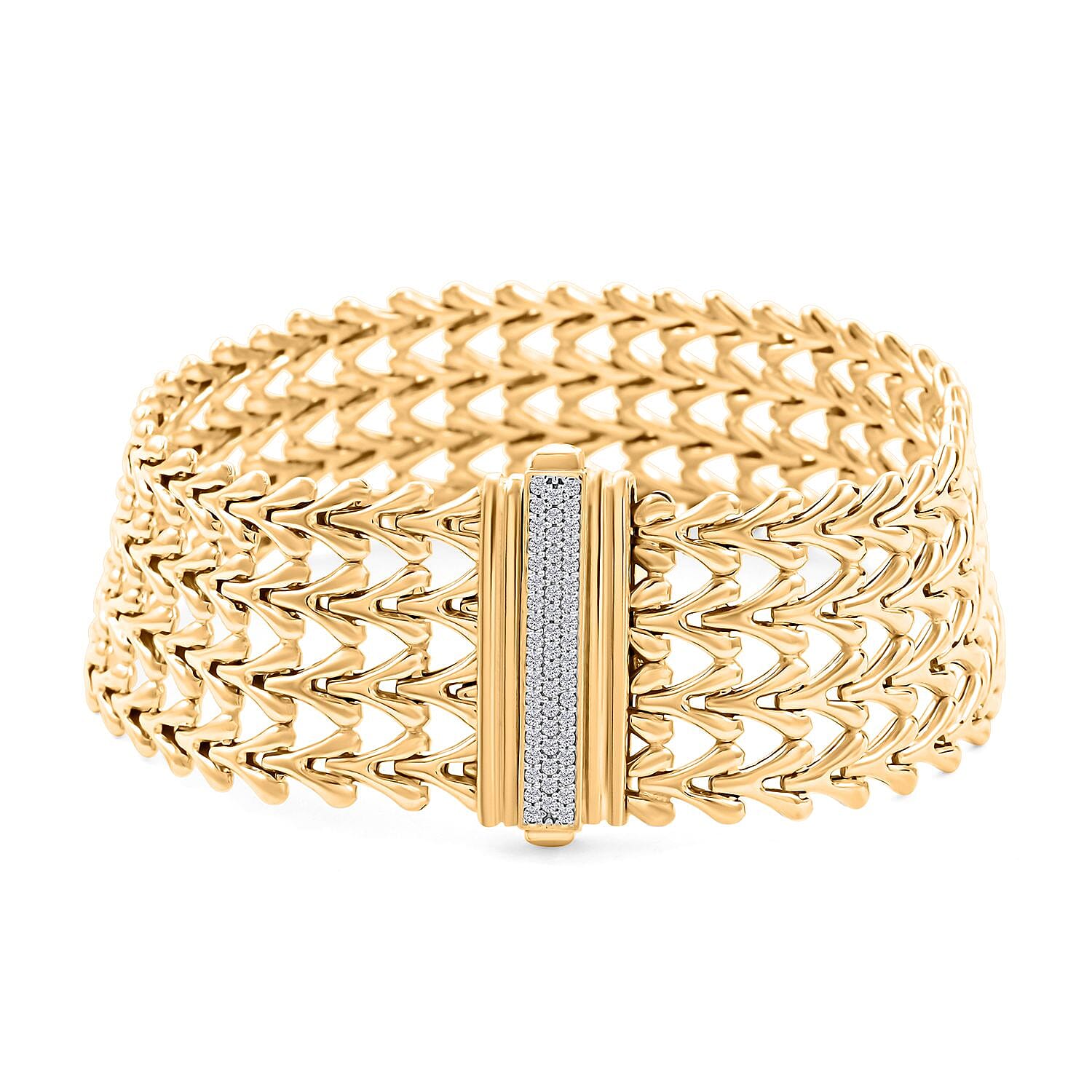 Italian Simulated Diamond Bracelet in 14K Yellow Gold Over Sterling Silver (7.50 In) 1.20 ctw