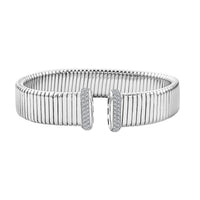 Italian Simulated Diamond Bangle Bracelet in Sterling Silver (6.50 In) 1.15 ctw