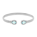 Italian Blue Topaz and Simulated Diamond Bangle Bracelet in Sterling Silver (6.50 In) 2.40 ctw - Sticky add to cart bar