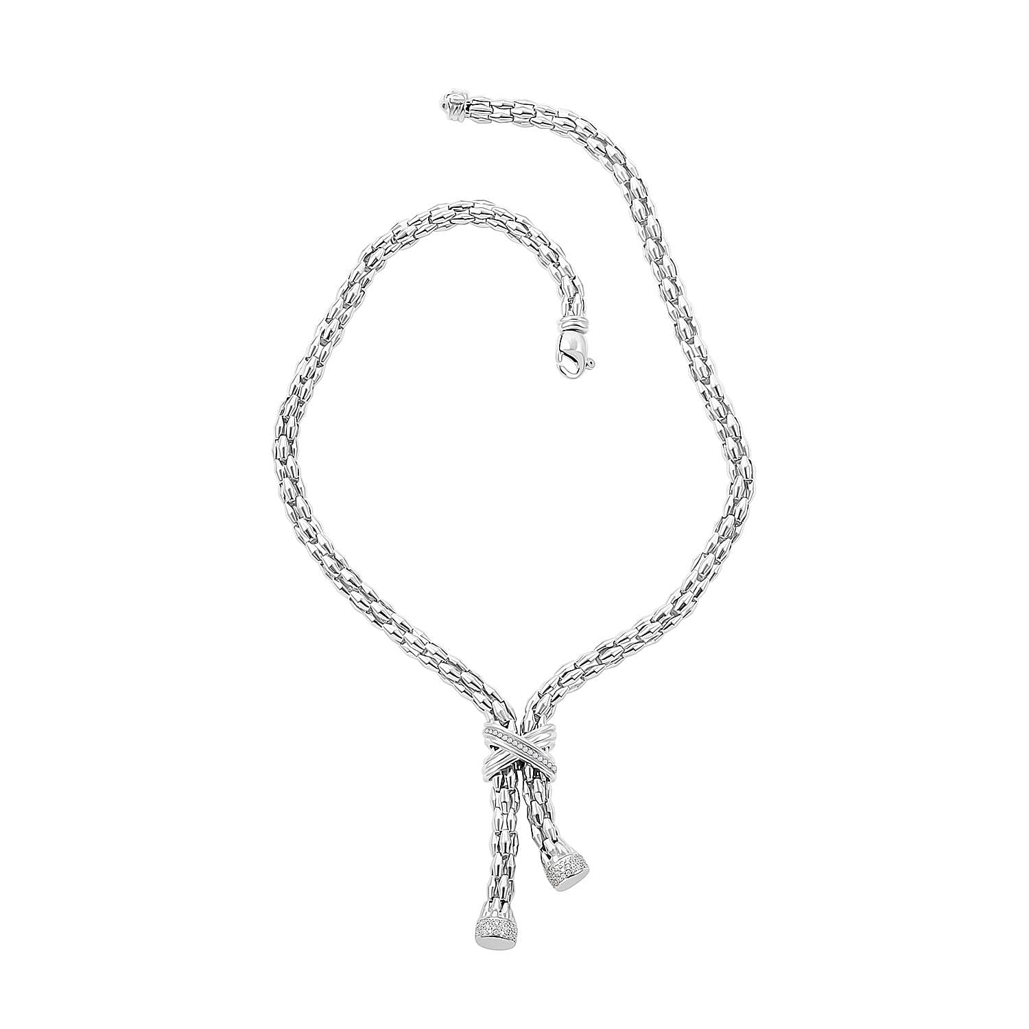 Italian Simulated Diamond Necklace (18 Inches) in Sterling Silver 2.25 ctw