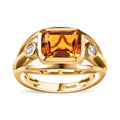 Premium Santa Ana Madeira Citrine and White Zircon Split Shank Ring in Vermeil Yellow Gold Over Sterling Silver (Size 10.0) 2.50 ctw - Sticky add to cart bar