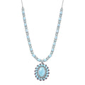 Larimar and Multi Gemstone Flower Necklace 18-20 Inches in Platinum Over Sterling Silver 43.65 ctw - Sticky add to cart bar