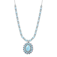 Larimar and Multi Gemstone Flower Necklace 18-20 Inches in Platinum Over Sterling Silver 43.65 ctw