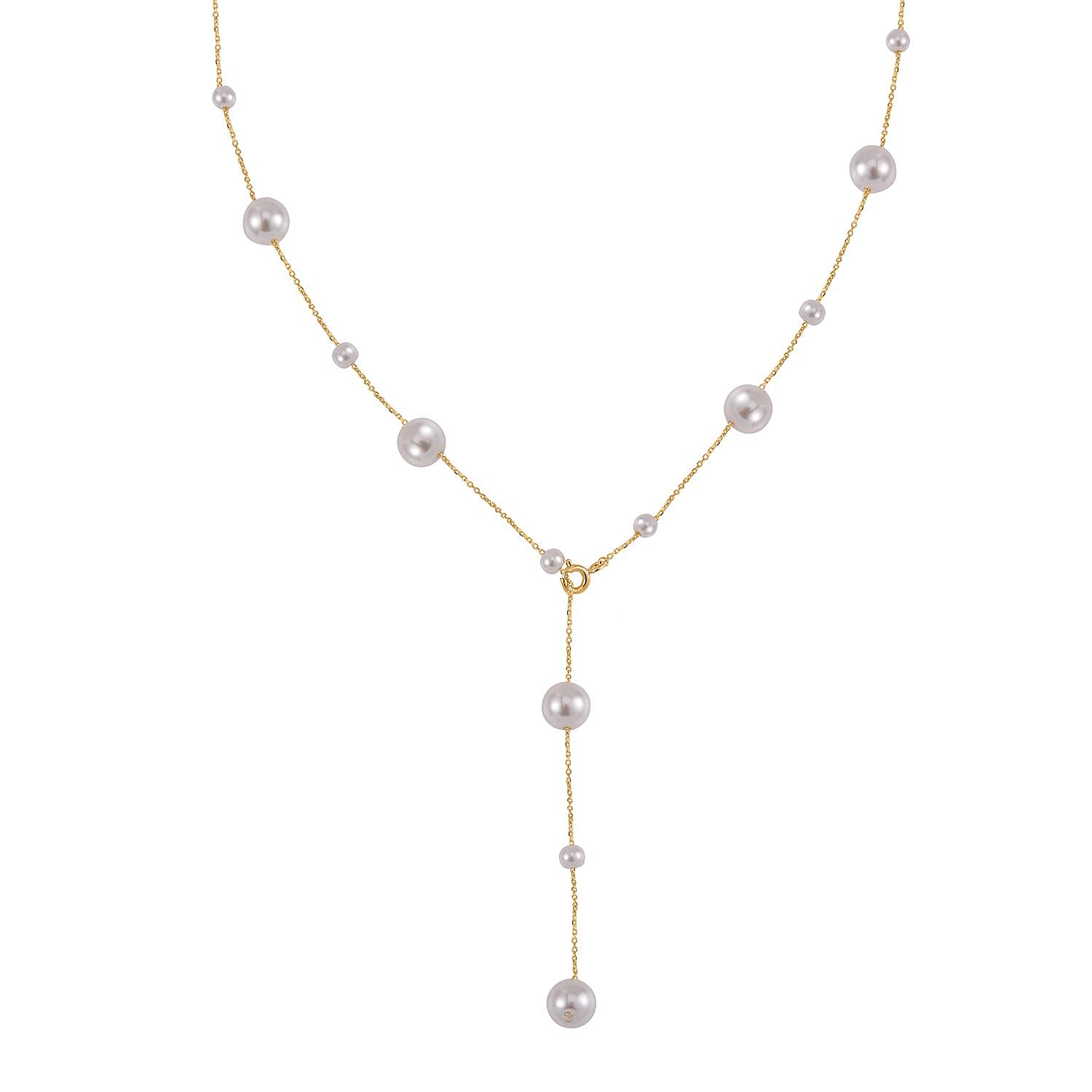 White Puka Shell Pearl Necklace in 14K YG Sterling Silver 22 Inches