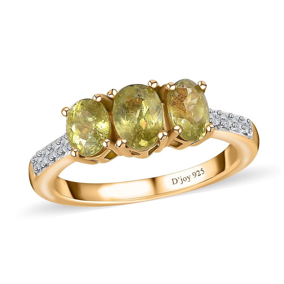 Premium Sava Sphene, White Zircon Triple Halo Ring in Vermeil YG Over Sterling Silver (Size 10.0) 1.40 ctw