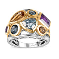 Sky Blue Topaz, Multi Gemstone Ring in Vermeil YG and Platinum Over Sterling Silver (Size 10.0) 4.65 ctw - Sticky add to cart bar
