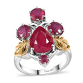 African Ruby (FF) Ring in Vermeil YG and Platinum Over Sterling Silver 6.10 ctw - Sticky add to cart bar