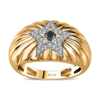 GP Blue Diamond (IR), White Diamond Star Ring in Vermeil YG Over Sterling Silver (Size 10.0) 0.20 ctw