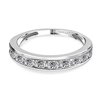 Finest CZ 1.55 ctw Ring in Platinum Over Sterling Silver (Size 5.5)