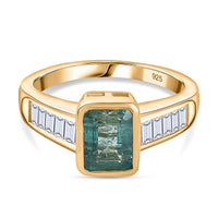 Zambian Emerald and Moissanite Ring in 18K Vermeil YG Over Sterling Silver (Size 10.0) 2.75 ctw