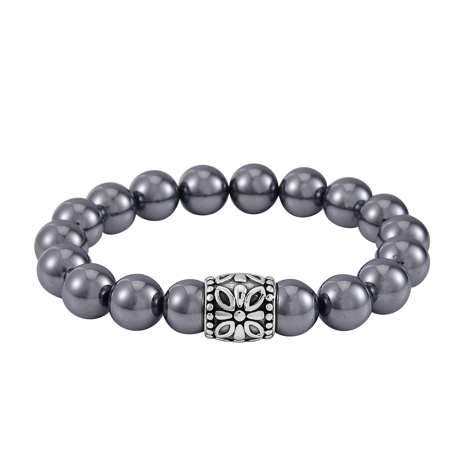 Terahertz Beaded Stretch Bracelet in Stainless Steel (6.5-7In) 115.00 ctw