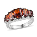 Simulated Red Diamond Stair Step Ring in Stainless Steel (Size 10.0) 4.10 ctw - Sticky add to cart bar