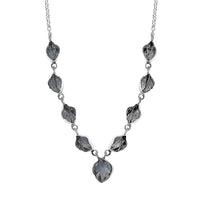 Indian Artistry Aquamarine Carved 21.50 ctw Leaf Necklace in Sterling Silver 18-20 Inches