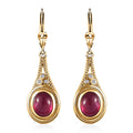 Premium African Ruby (FF) and Moissanite Lever Back Earrings in Vermeil Yellow Gold Over Sterling Silver 6.80 ctw - Sticky add to cart bar