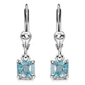 Asscher Cut Cambodian Blue Zircon Lever Back Earrings in Platinum Over Sterling Silver 2.00 ctw - Sticky add to cart bar
