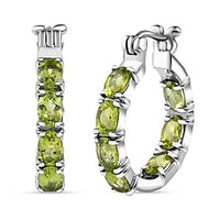 Peridot Half Hoop 6.02 ctw Earrings in Stainless Steel