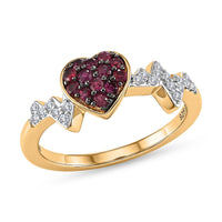 Premium Ruby, White Zircon Ring in 18K Vermeil YG Over Sterling Silver (Size 7.0) 0.55 ctw