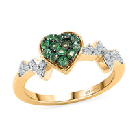 Premium Ruby, White Zircon Ring in 18K Vermeil YG Over Sterling Silver (Size 7.0) 0.55 ctw