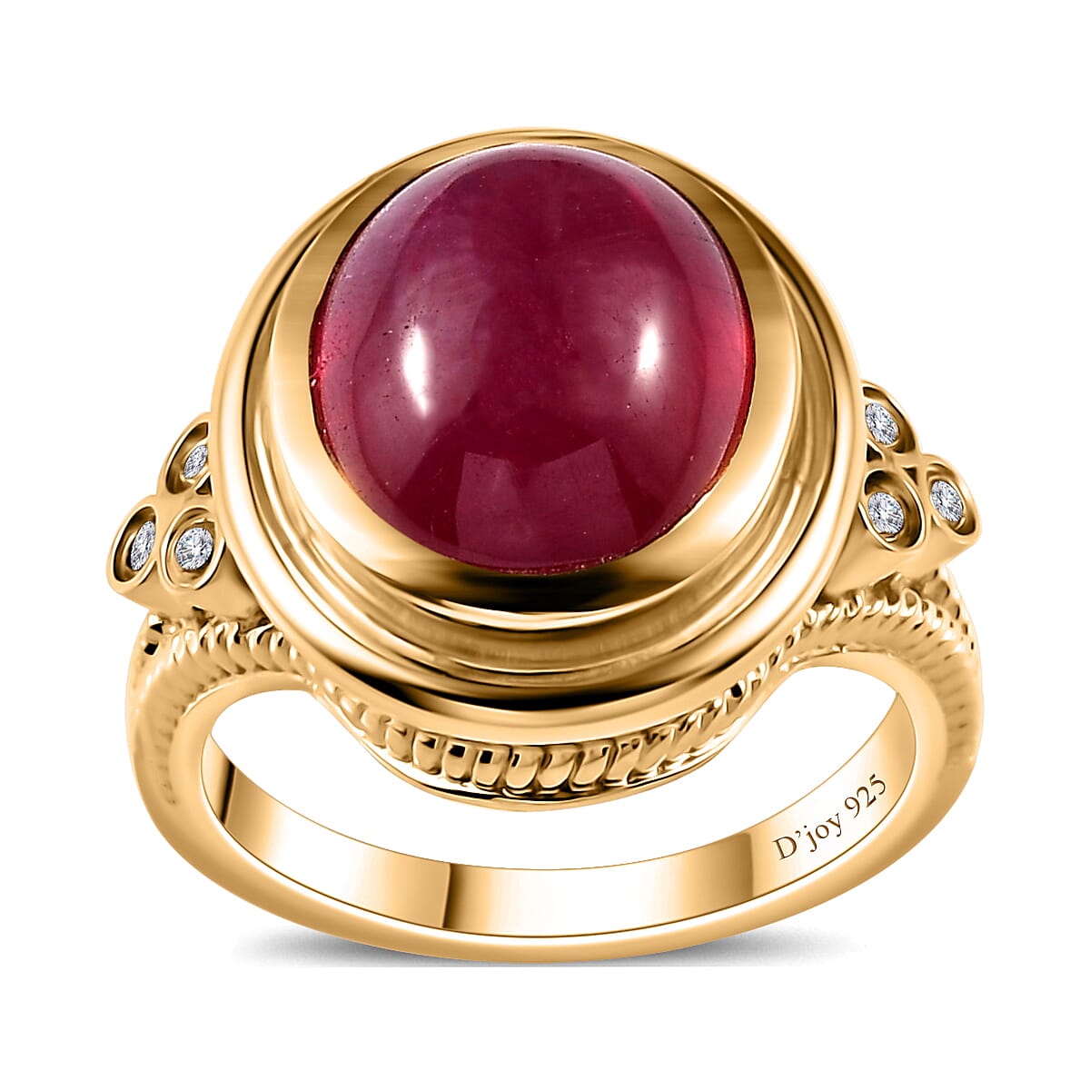 Premium African Ruby (FF) and Moissanite Ring in Vermeil Yellow Gold Over Sterling Silver 8.75 ctw