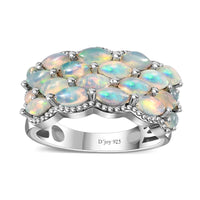 TLV Premium Ethiopian Welo Opal Cluster Ring in Platinum Over Sterling Silver (Size 5.0) 1.90 ctw