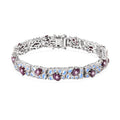 Blue Star Sapphire (DF) and Rainbow Moonstone 22.25 ctw Bracelet in Platinum Over Sterling Silve (7.25 In) - Sticky add to cart bar