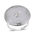 Natural Jade Bi-Disc Fu Happiness Ring in Platinum Over Sterling Silver - Sticky add to cart bar