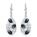 Blue Star Sapphire (DF), Moon Glow Moonstone Earrings in Platinum Over Sterling Silver 7.75 ctw - Sticky add to cart bar