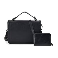 TLV Set of 2 Navy Faux Leather Crossbody Bag (8.3"x2.9"x5.9") and Card Holder (3.9"x1.4"x2.9")