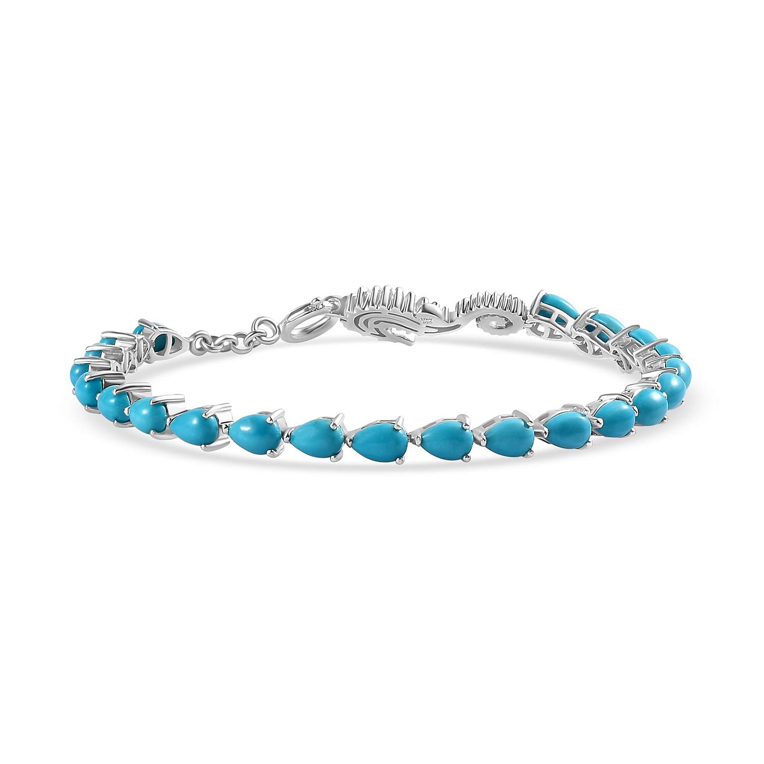 D'Joy Sleeping Beauty Turquoise Seahorse Bracelet in Platinum Over Sterling Silver (7.25 In) 8.50 ctw