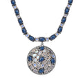 Blue Star Sapphire (DF), Moon Glow Moonstone Necklace (18 Inches) in Platinum Over Sterling Silver 28.90 ctw - Sticky add to cart bar