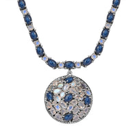 Blue Star Sapphire (DF), Moon Glow Moonstone Necklace (18 Inches) in Platinum Over Sterling Silver 28.90 ctw