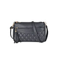 Black Faux Leather Quilted Pattern Crossbody Bag (9.8"x2.7"x6.3") with Detachable Shoulder Strap (63") - Sticky add to cart bar