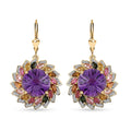 TLV Starburst Cut African Amethyst, Multi-Tourmaline, White Zircon Floral Earring in Vermeil YG Over Sterling Silver 16.50 ctw - Sticky add to cart bar