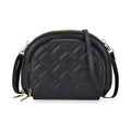 Black Faux Leather Quilted Crossbody Bag (8.3"x1.8"x5.9") with Detachable Shoulder Strap (63") - Sticky add to cart bar