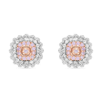 Natural Pink and White Diamond I3 Earrings in Vermeil Rose Gold Over Sterling Silver 0.33 ctw