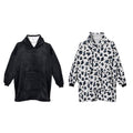Doorbuster Set of 2 Solid Black and Leopard Pattern Hoodie Blanket with Vacuum Packaging - One Size Fit Most - Sticky add to cart bar