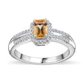 Premium Imperial Topaz, Moissanite Ring in Platinum Over Sterling Silver (Size 7.0) 1.00 ctw - Sticky add to cart bar