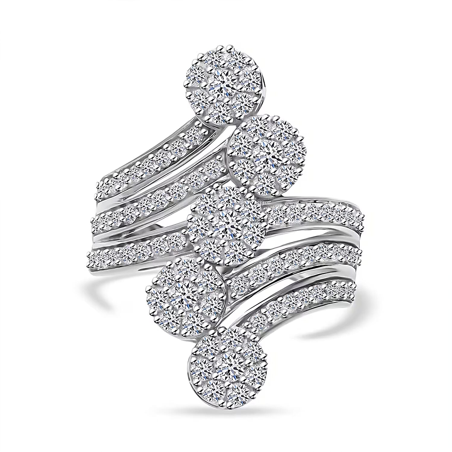 Lab Grown Diamond F-G VS Ring in Platinum Over Sterling Silver (Size 8.0) 2.00 ctw