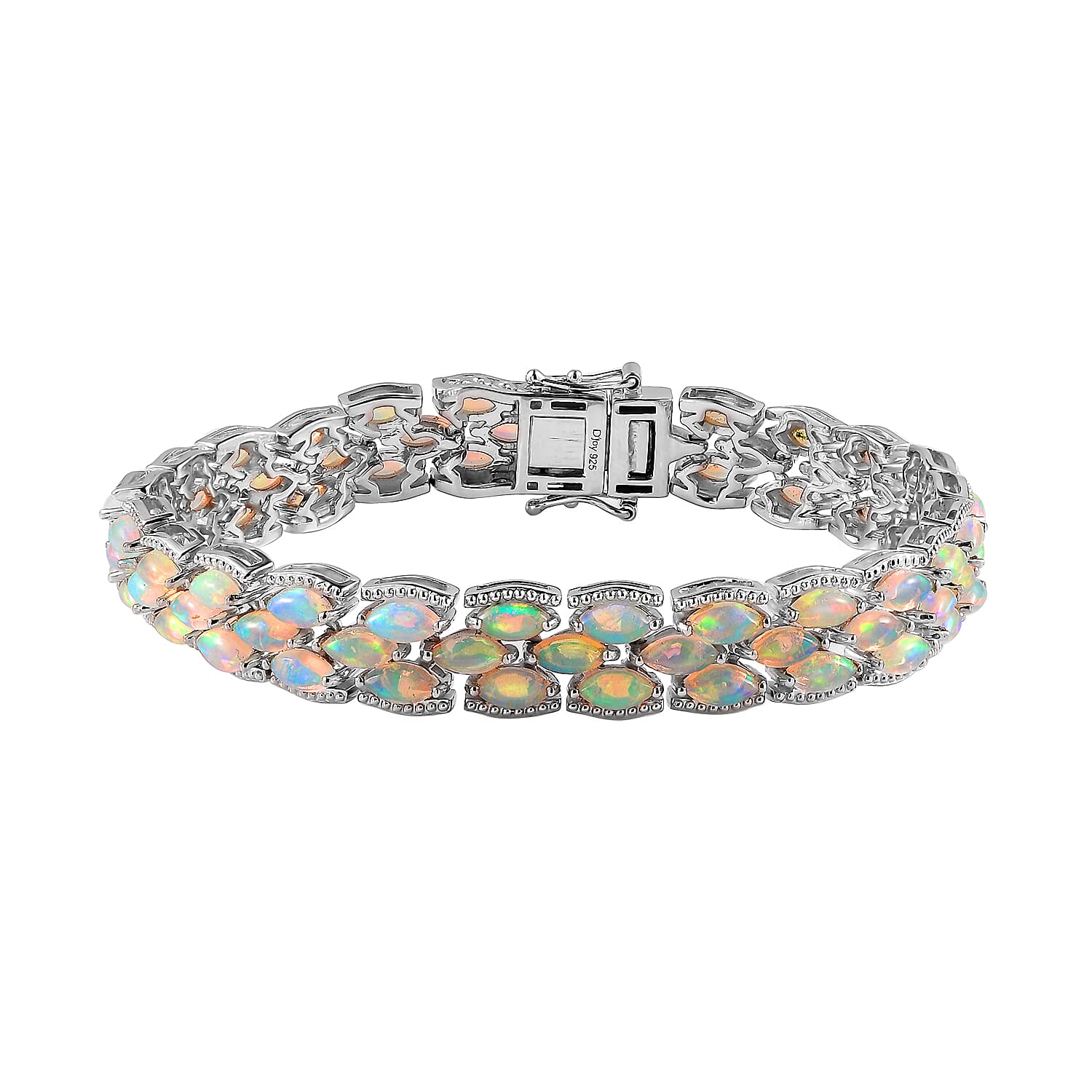 Premium Ethiopian Welo Opal Bracelet in Platinum Over Sterling Silver (7.25 In) 11.50 ctw